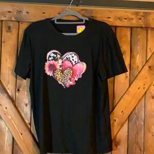 NEW Black Shirt with Heart Design